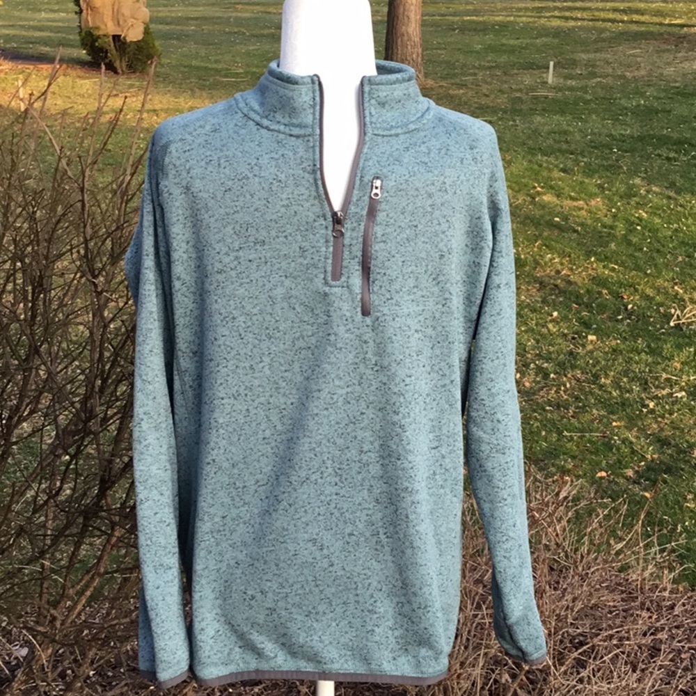 Outdoorsy‎ Cozy 3/4 Zip Pullover Light Teal with Gray Athleisure Unisex Size L
